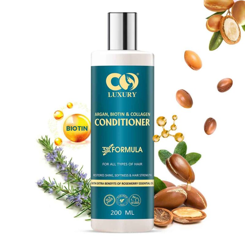CO LUXURY Argan Biotin & Collagen Conditioner for Smooth & Shiny Hair | Nourishing Hair Conditioner with Jojoba Oil for Hair Repair & No Frizz | For All Hair Type - 200 ml