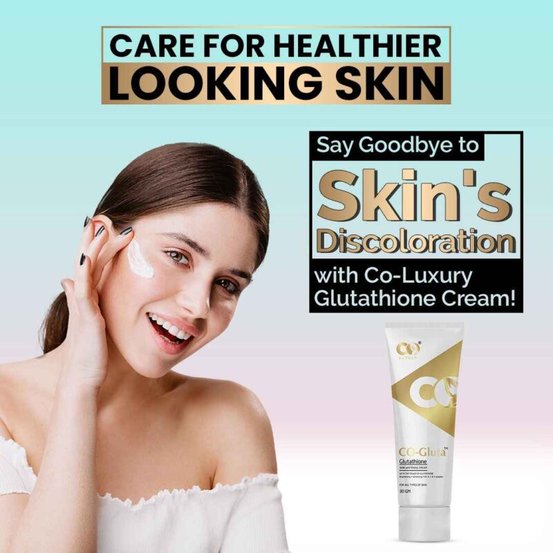 CO Luxury Glutathione Cream for skin lightening with Kojic Acid, Vitamin A, C & E (30 g) - Image 3