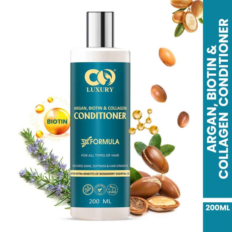 CO LUXURY Argan Biotin & Collagen Conditioner for Smooth & Shiny Hair | Nourishing Hair Conditioner with Jojoba Oil for Hair Repair & No Frizz | For All Hair Type - 200 ml - Image 2