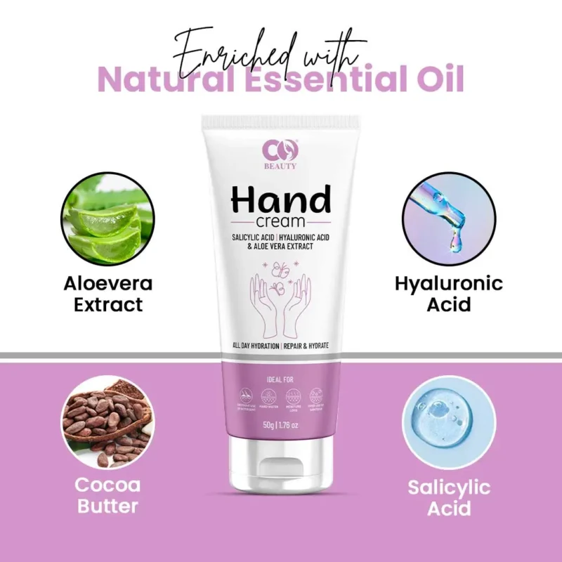 CO Beauty Hand Cream | Hyaluronic & Salicylic Acid | For Dry,Rough & Itchy Hands - Image 3