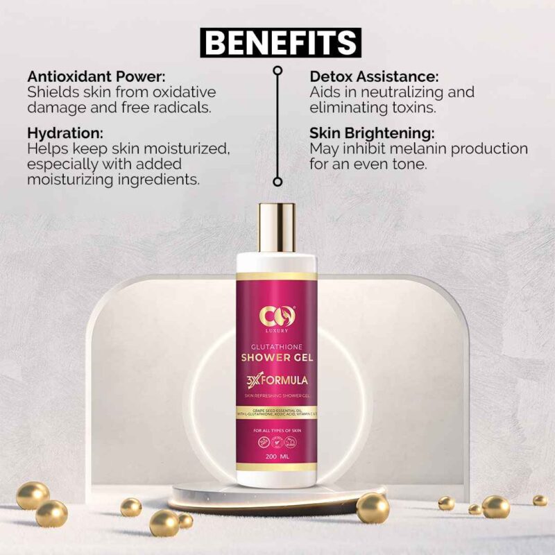 Co Luxury Glutathione Shower Gel With Kojic Acid Grapeseed Oil And Vitamin E Beads Pack Of 1 - Image 4