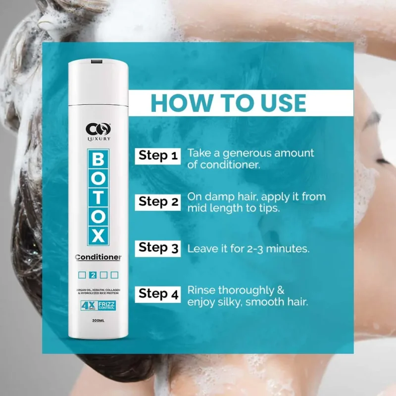 CO Luxury Botox Conditioner | 4x Formula For Hair Frizz Control | Nourish & Shine (300 ml) - Image 6
