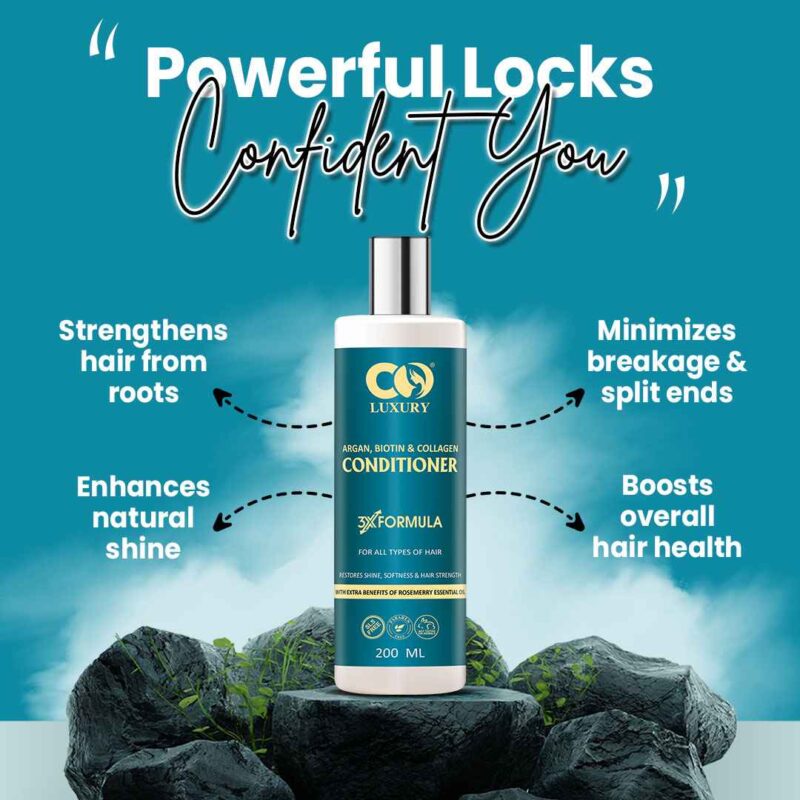 CO LUXURY Argan Biotin & Collagen Conditioner for Smooth & Shiny Hair | Nourishing Hair Conditioner with Jojoba Oil for Hair Repair & No Frizz | For All Hair Type - 200 ml - Image 5