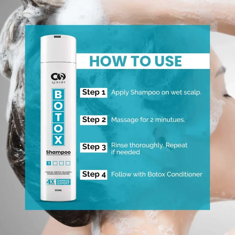 CO Luxury Botox Shampoo | 4x Formula For Damaged Hair Expert | Reduce Hair Fall (300 ml) - Image 6