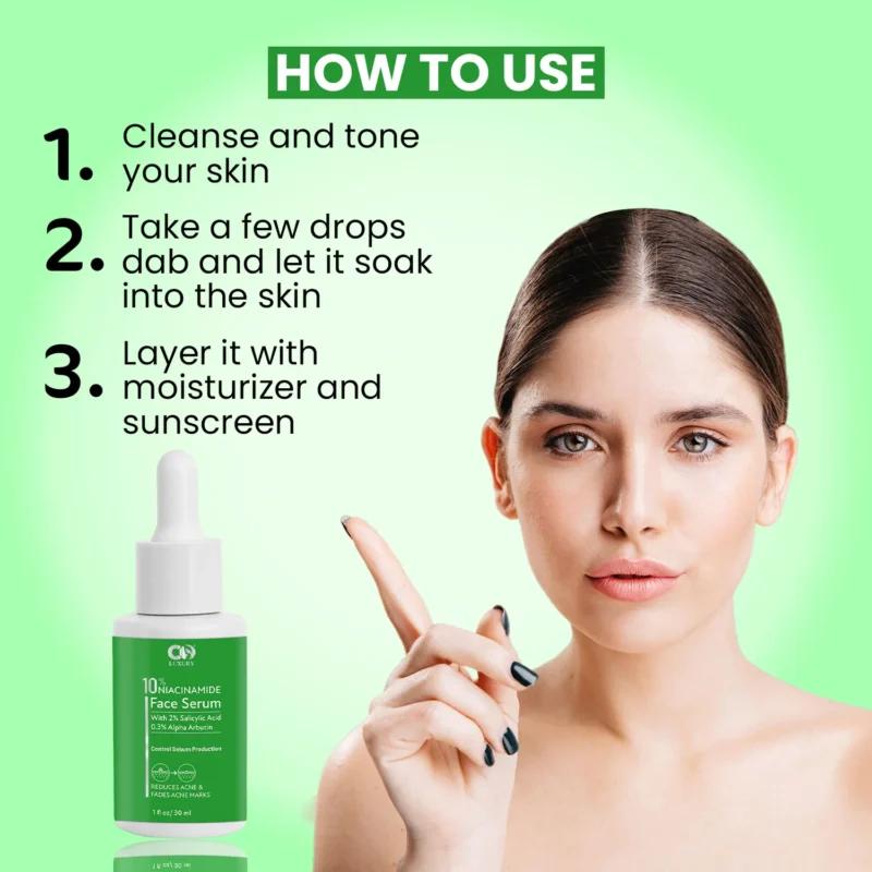 Co Luxury 10 % Niacinamide 0.3% Alpha Arbutin 2% Salicylic Acid Face Serum ( New Packaging) - Image 6
