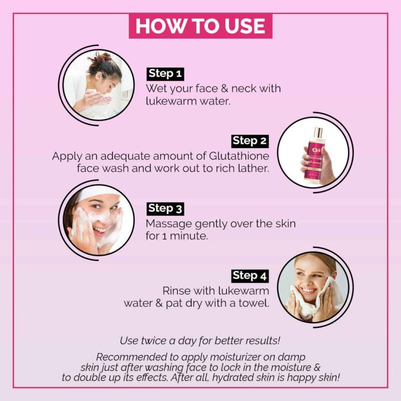 Co Luxury Glutathione Face Wash With Kojic Acid Grapeseed Oil Vitamin C & E - Image 6