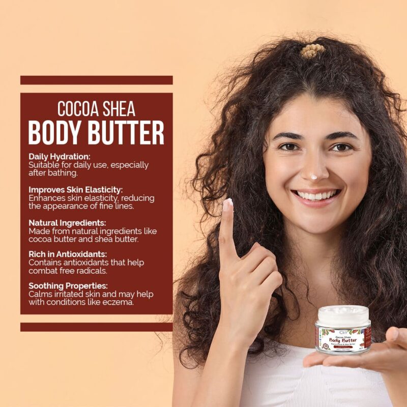CO Beauty Cocoa & Shea Body Butter | 48Hrs Moisturisation | Reduces Stretch Marks  (200 g) - Image 5